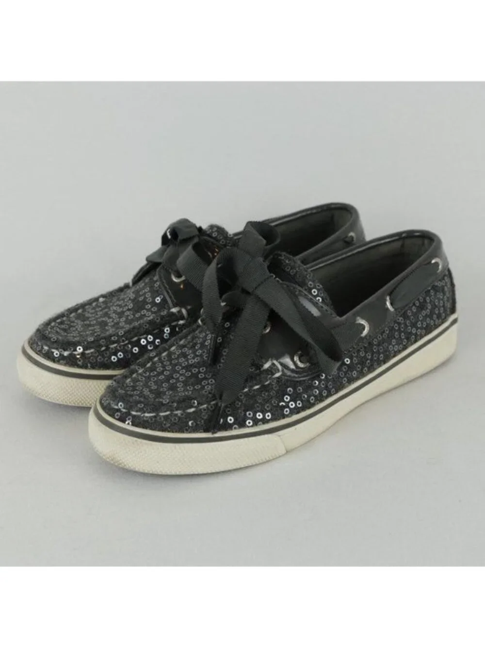 Sperry Top Sider Women's Size 5 Gray Wool Sequined Loafer Slip On Boat Shoes